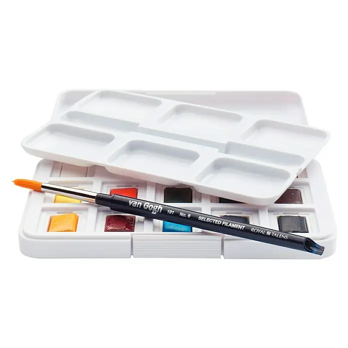 Talens Van Gogh Set de acuarelas Pocket box - Multicolor - Set de pintura de acuarela Van Gogh con pincel. El juego incluye una selección de pinturas de alta calidad para artistas.