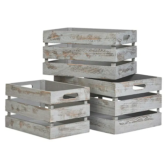 Zeller Present Holzkiste - L x B x H: 39 x 29 x 21 cm, Grau - Dekorative Holzboxen im Vintage-Stil, ideal zur Aufbewahrung und als dekoratives Element für Ihr Zuhause.