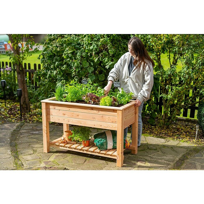 Westmann Hochbeet Emily (65 x 120 x 72 cm, Holz, Natur, Ausstattung Hochbeet: Ablagefläche) | BAUHAUS