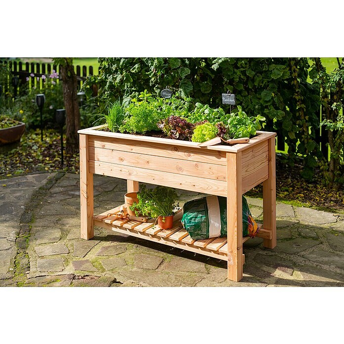 Westmann Hochbeet Emily (65 x 120 x 72 cm, Holz, Natur, Ausstattung Hochbeet: Ablagefläche) | BAUHAUS