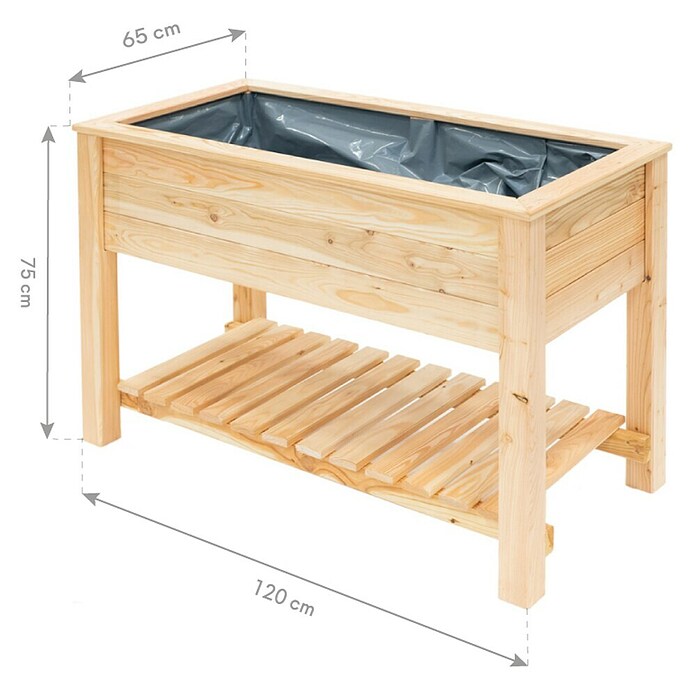 Westmann Hochbeet Emily (65 x 120 x 72 cm, Holz, Natur, Ausstattung Hochbeet: Ablagefläche) | BAUHAUS