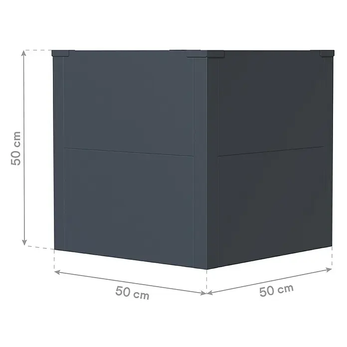 Westmann Pflanzkasten Talus S - Metall, Anthrazit, L x B x H: 50 x 50 x 50 cm - Abbildung eines 50x50x50 cm großen, dunkelgrauen Pflanzkübels.
