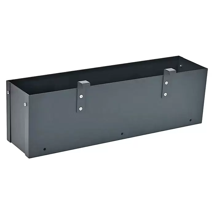 Westmann Pflanzkasten Planum für Mülltonnenbox - Außenmaß (L x B x H): 12 x 50 x 15,5 cm, Metall, Anthrazit - Anthrazitfarbener Metall-Pflanzkasten mit Aufhängebügeln und Entwässerungslöchern.