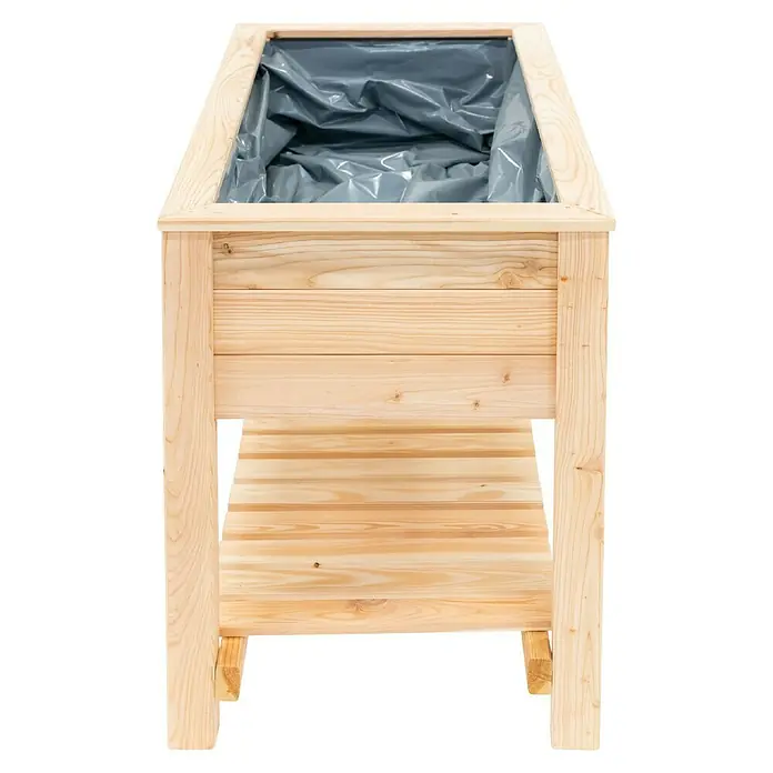 Westmann Hochbeet Emily - 65 x 120 x 72 cm, Holz, Natur, Ausstattung Hochbeet: Ablagefläche - Dieser Pflanzkasten aus hellem Holz mit Einlagefolie bietet Platz für Blumen und Gemüse. Ideal für Garten, Balkon oder Terrasse.