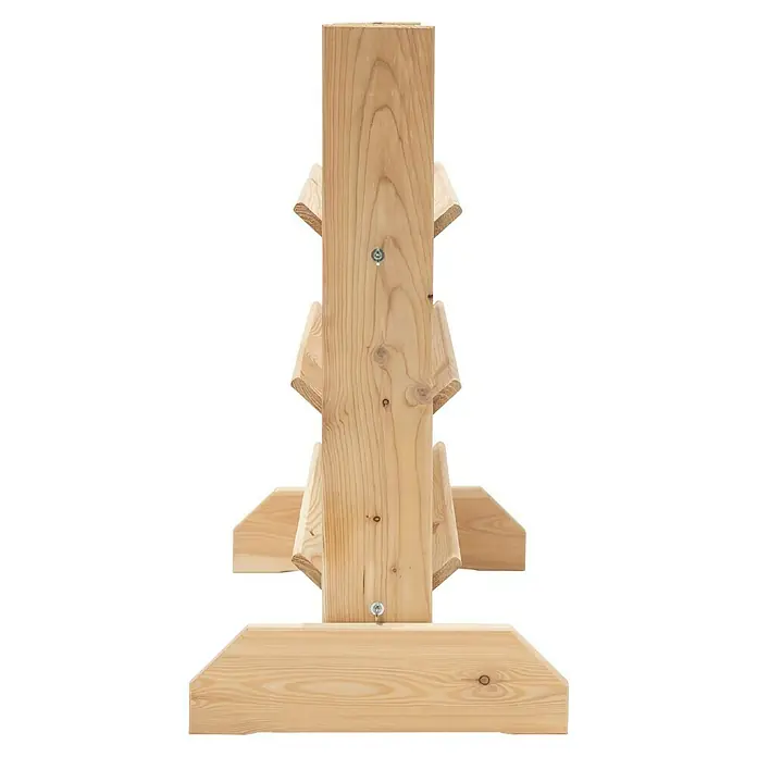 Westmann Kräuterhochbeet Viktoria L mit Rankgitter - L x B x H: 50 x 80 x 95 cm - Nahaufnahme eines hölzernen Kleiderständers, der handgefertigt ist und eine rustikale Ausstrahlung hat. Ideal für die stilvolle Aufbewahrung von Kleidung.