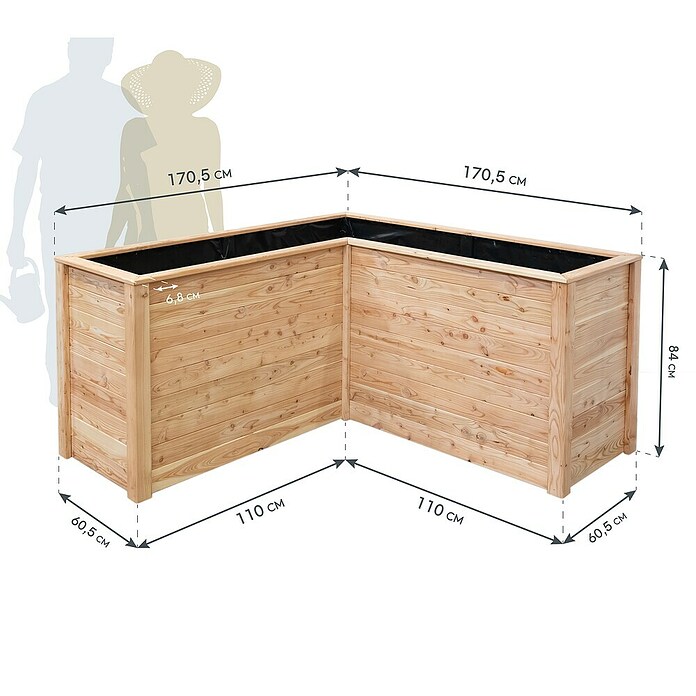 Westmann Hochbeet Klassik L (170,5 x 170,5 x 84 cm, Holz, Natur) | BAUHAUS