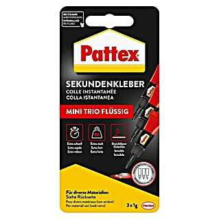 Pattex Sekundenkleber Flüssig Mini Trio (1 g, Flüssig, Tube)