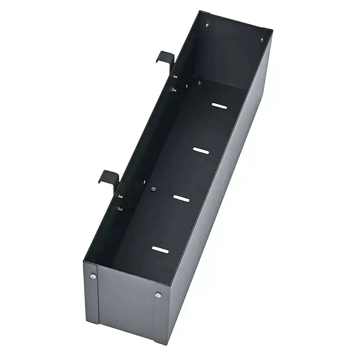 Westmann Pflanzkasten Planum für Mülltonnenbox - Außenmaß (L x B x H): 12 x 50 x 15,5 cm, Metall, Anthrazit - Dunkelgrauer rechteckiger Metall-Pflanzkasten mit geschlitztem Boden und zwei seitlichen Haken.