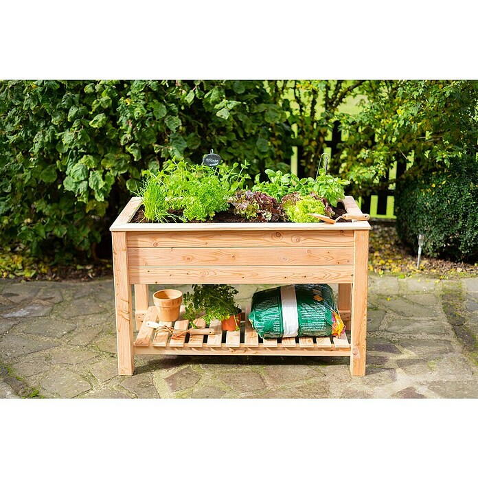 Westmann Hochbeet Emily (65 x 120 x 72 cm, Holz, Natur, Ausstattung Hochbeet: Ablagefläche) | BAUHAUS