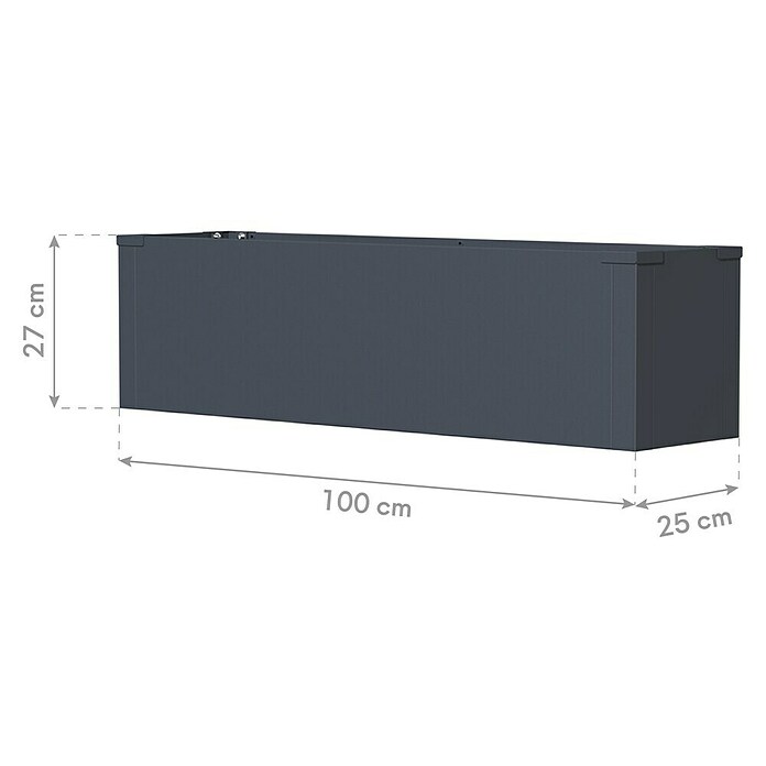 Westmann Pflanzkasten Tallus M (Metall, Anthrazit, L x B x H: 25 x 100 x 27 cm) | BAUHAUS
