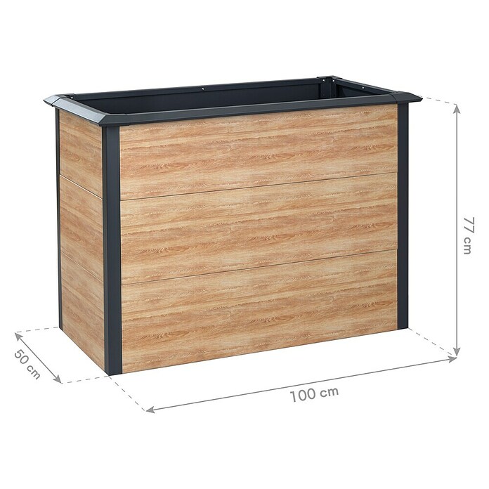 Westmann Hochbeet Primus M (50 x 100 x 77 cm, Metall, Anthrazit/Braun) | BAUHAUS