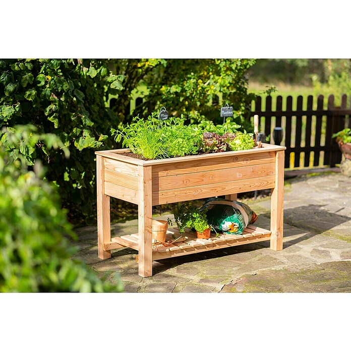 Westmann Hochbeet Emily (65 x 120 x 72 cm, Holz, Natur, Ausstattung Hochbeet: Ablagefläche) | BAUHAUS