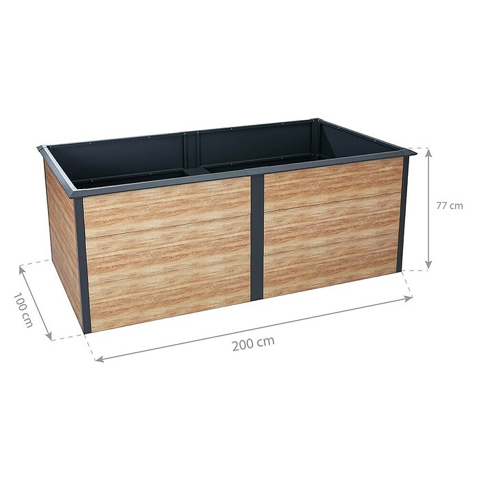 Westmann Hochbeet Primus XL (100 x 200 x 77 cm, Metall, Anthrazit/Braun) | BAUHAUS