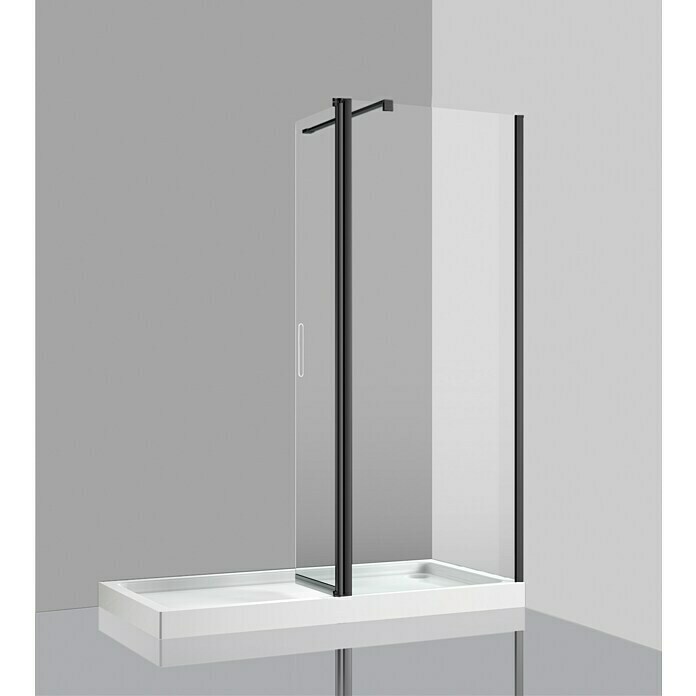 Mampara de ducha fija Hapi (An x Al: 110 x 195 cm, Negro, 6 mm)