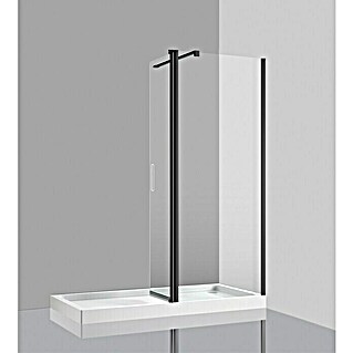 Mampara de ducha Walk-In Hapi (An x Al: 110 x 195 cm, Negro, 6 mm)