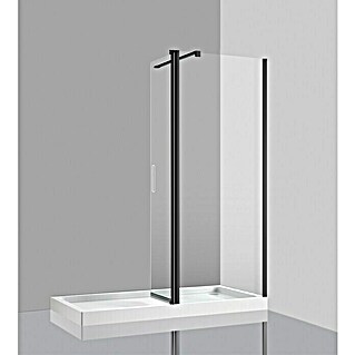 Mampara de ducha fija Hapi (An x Al: 110 x 195 cm, Negro, 6 mm)