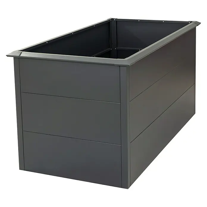Westmann Hochbeet Primus L - 75 x 150 x 77 cm, Stahl, Anthrazit - Ein rechteckiger, erhöhter Pflanzkasten aus anthrazitfarbenem Metall, ideal für Gartenliebhaber, die Wert auf Stil und Funktionalität legen.