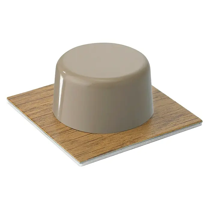 Inofix Tope de puerta 2023 Parquet - Plástico, Beige - Tope de puerta abovedado marrón claro con base cuadrada de efecto madera.