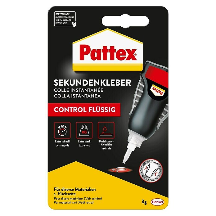 Pattex Sekundenkleber Matic (6 x 3 g, Dosierhilfe, Flüssig)