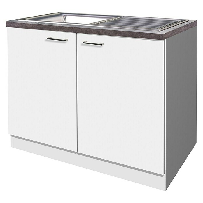 Flex-Well Lucca Spülenunterschrank (B x T x H: 100 x 60 x 85 cm, Weiß) | BAUHAUS