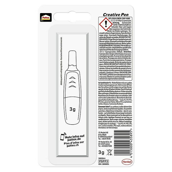 Pattex Sekundenkleber Perfect pen (3 g, Tube, Flüssig)