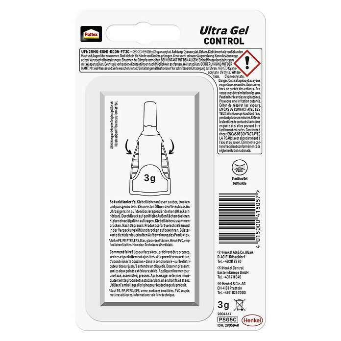 Pattex Sekundenkleber Ultra Gel (3 g, Flasche, Gelartig)