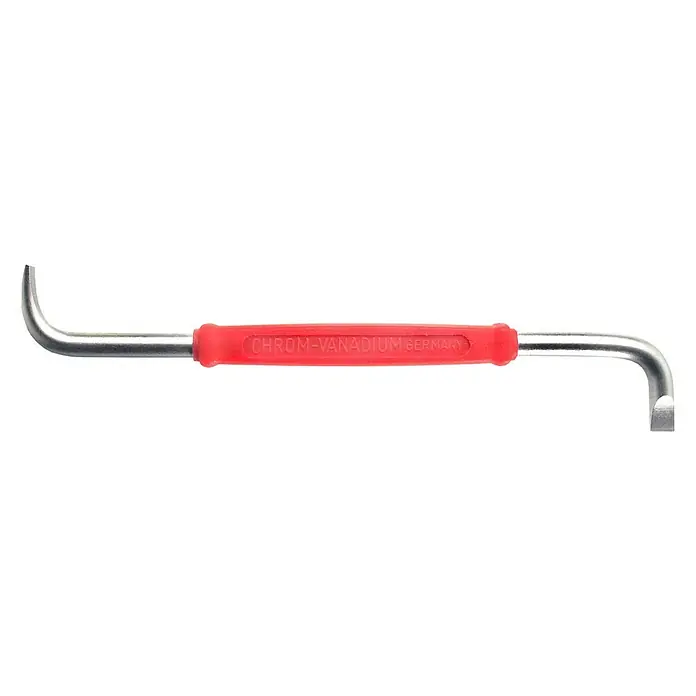 Connex Destornillador COXT411108 - SL 0,8 x 4 mm, Longitud de la hoja: 100 mm - La imagen muestra una herramienta roja y plateada, probablemente una palanca, con la inscripción "Chrom-Vanadium Germany".