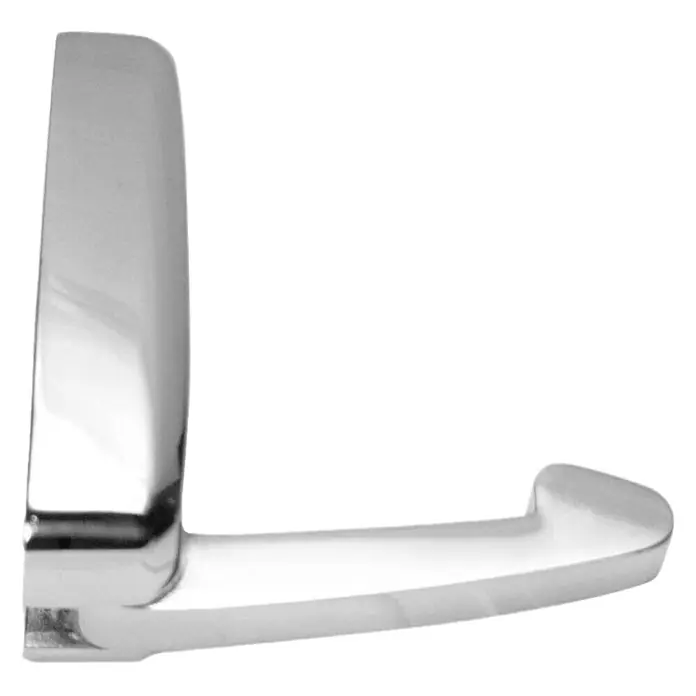 Marinetech Kleiderhaken - L x B x H: 28 x 10 x 50 mm, Edelstahl - Nahaufnahme eines stilvollen, verchromten Handtuchhakens in L-Form, perfekt für moderne Badezimmerdesigns.