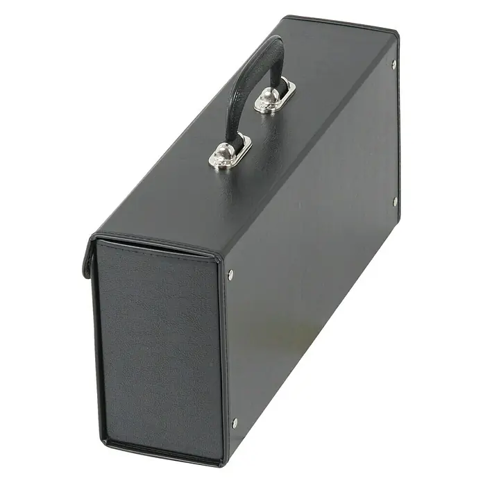 Hepco & Becker Werkzeugtasche Favorit 6001 - Hartpappe, Innenmaß: B x T x H: 420 x 95 x 180 mm - Schwarze Aktenkassette aus Lederimitat mit silberfarbenen Beschlägen und einem stabilen Tragegriff, ideal für Büro und Präsentation.