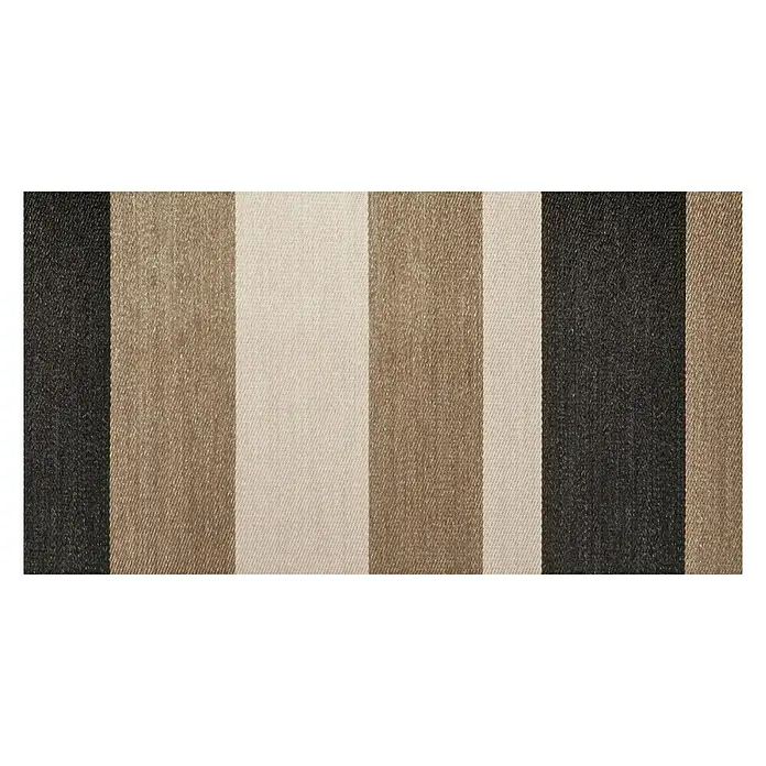 Alfombra de vinilo Living Stripes - Camel, 150 x 80 cm - Primer plano de una muestra de tela rayada con colores neutros, ideal para tapicería o decoración. La textura es claramente visible.