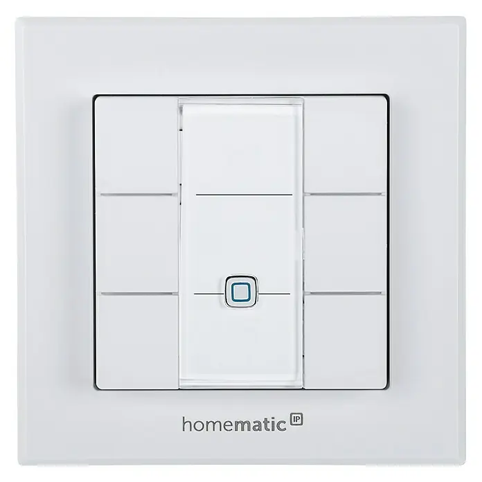 Homematic IP Funk-Wandtaster HmIP-WRC6 - Batteriebetrieben, Weiß, 22 x 86 x 86 mm - Homematic IP Wandschalter mit Glasrahmen: Elegantes Design für smarte Steuerung Ihres Zuhauses. Einfache Installation und intuitive Bedienung.