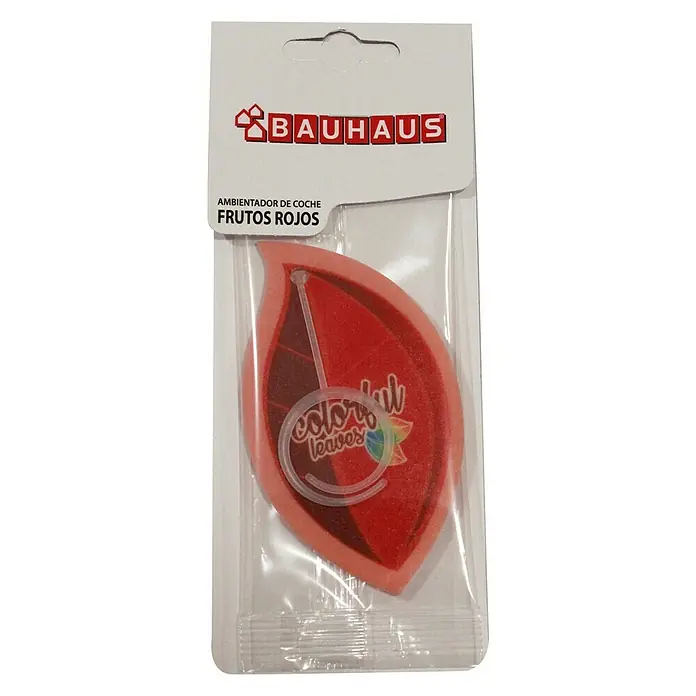 BAUHAUS Ambientador de coche Leaves - Frutos rojos - Un ambientador para coche en forma de hoja de Bauhaus, diseñado para perfumar tu vehículo con aroma de frutos rojos.