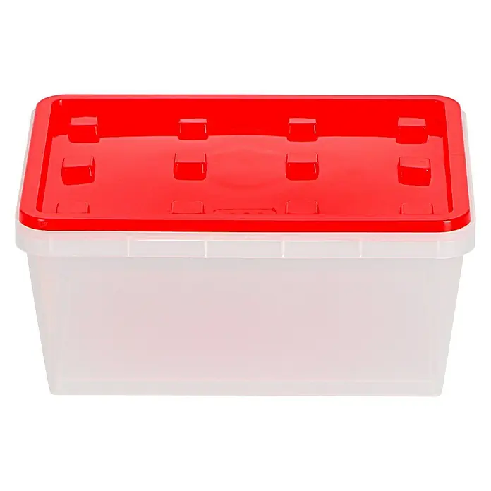 Wisent Aufbewahrungsbox - L x B x H: 135 x 180 x 84 mm, Kunststoff - Kunststoffbox mit rotem Deckel, ideal für die Aufbewahrung verschiedener Gegenstände im Haushalt oder Büro. Robuste Bauweise für lange Haltbarkeit.