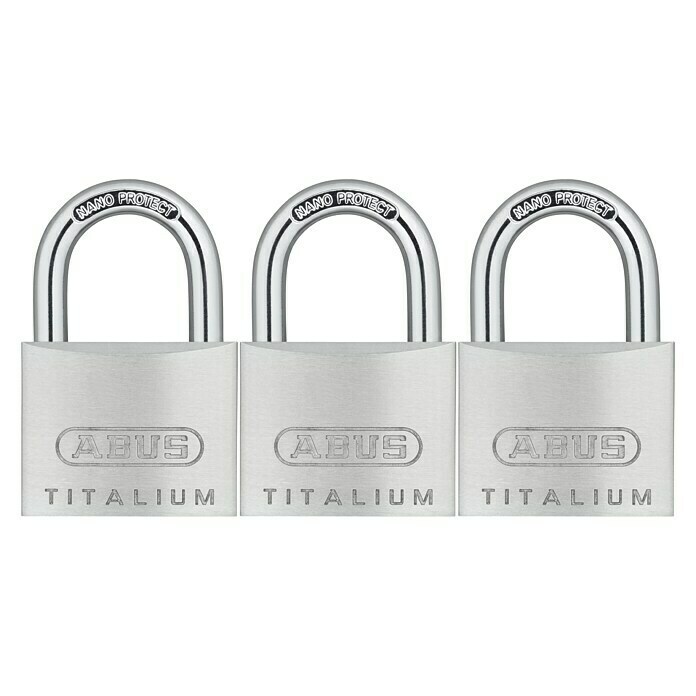 Abus Vorhängeschloss-Set Titalium 64TI (B x H: 40 x 62 mm, 3 Stk., Titalium-Spezialaluminium)