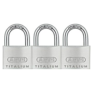 Abus Vorhängeschloss-Set Titalium 64TI (B x H: 40 x 62 mm, 3 Stk., Titalium-Spezialaluminium)