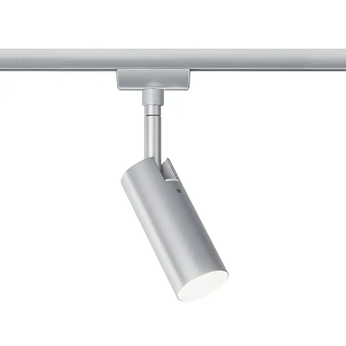 Paulmann URail LED-Spot Tubo - 5 W, L x B x H: 10,5 x 4,2 x 19,6 cm, Chrom-matt, Warmweiß - Silberne Schienenleuchte mit zylindrischem Kopf, die nach unten gerichtet ist. Beleuchtungslösung für moderne Innenräume.