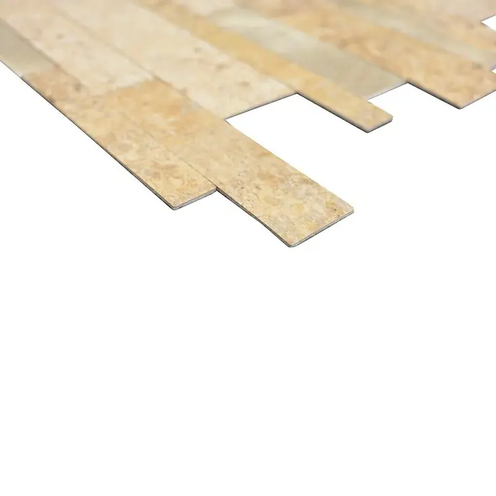 Selbstklebemosaik SAM 4GV36LBG - 30 x 30 cm, Braun, Matt - Nahaufnahme von stilvollen, beigen Wandverkleidungsriemchen, die eine elegante Textur und Wärme in jeden Raum bringen.