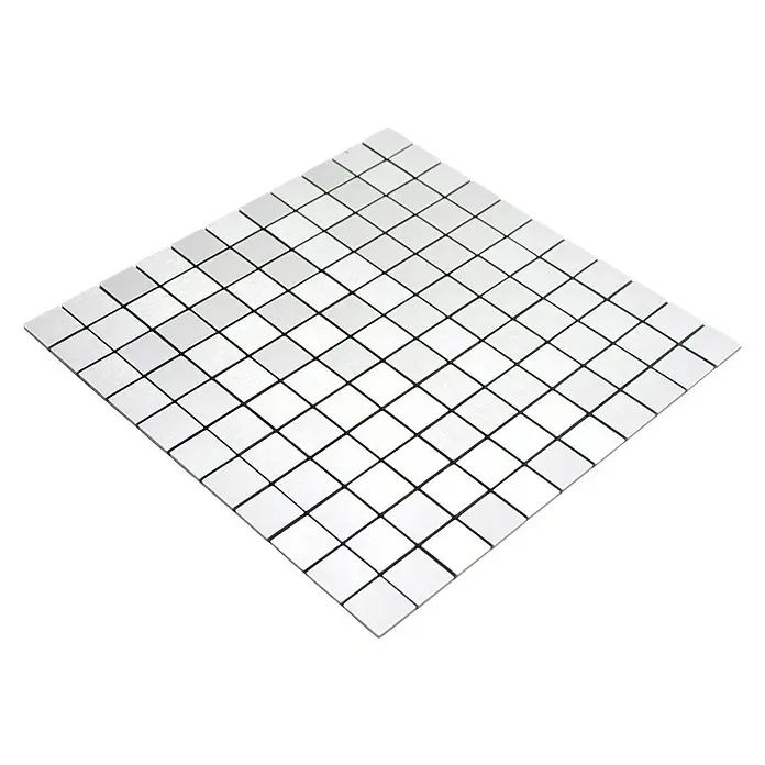 Selbstklebemosaik SAM 4AL7S - 29 x 29 cm, Silber, Matt - Quadratische Mosaikfliese aus Metall, ideal für Wanddekorationen und moderne Innenräume. Das schlichte Design macht sie vielseitig einsetzbar.