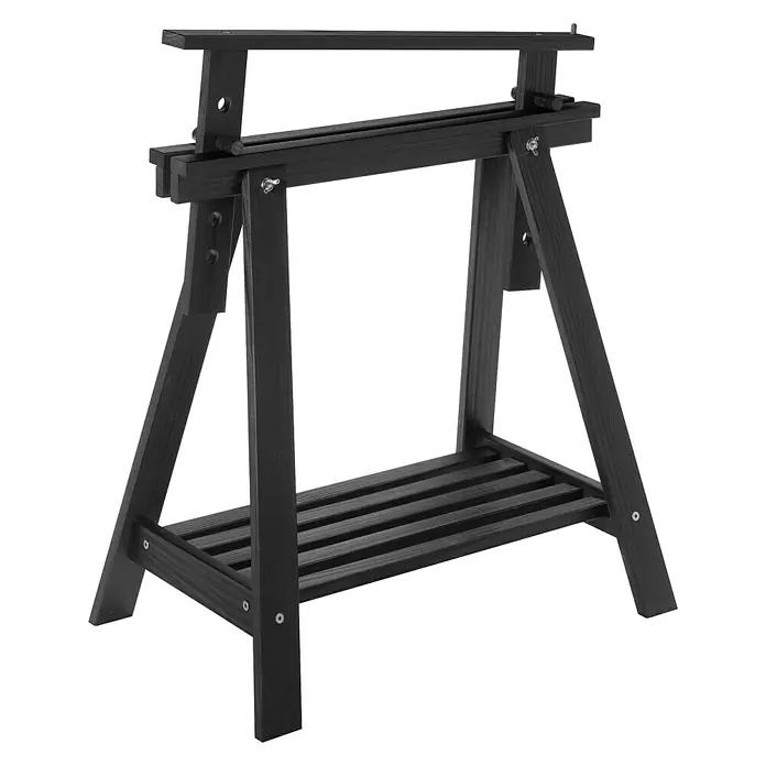 Astigarraga Holzbock Architekt - Tragkraft: 400 kg, Höhe: 70 cm, Kiefer, Schwarz - Das schwarze Staffelei-Design bietet eine verstellbare Höhe und eine untere Ablage für zusätzlichen Stauraum. Ideal für Kunst und Präsentationen.