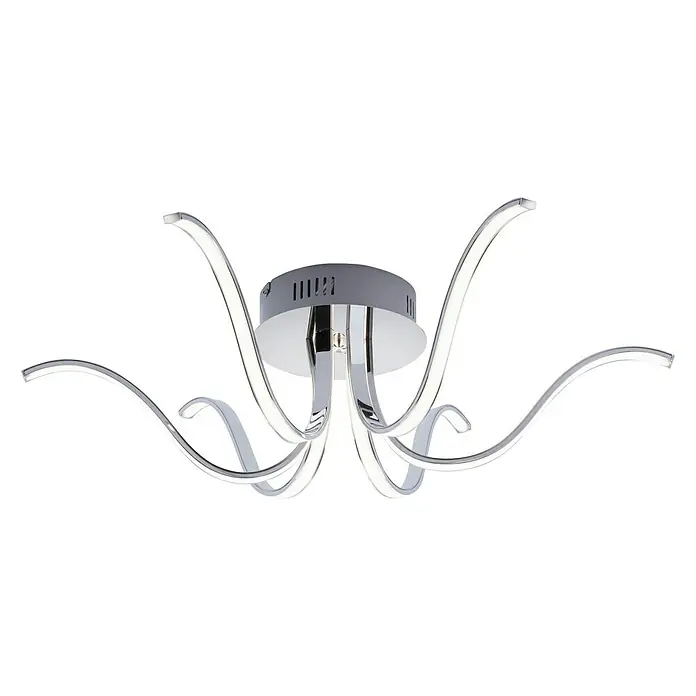 Just Light LED-Deckenleuchte Valerie - 27 W, L x B x H: 65 x 65 x 19 cm, Chrom, Warmweiß - Elegante Chrom-Deckenleuchte mit geschwungenen LED-Armen. Ein modernes Design-Highlight für jeden Raum, das für stimmungsvolle Beleuchtung sorgt.