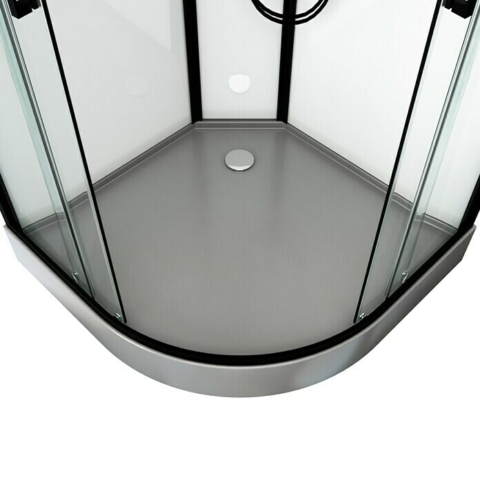 Designdusche Indus (90 x 90 x 215 cm, Halbrund, Anthrazit/Silbergrau)