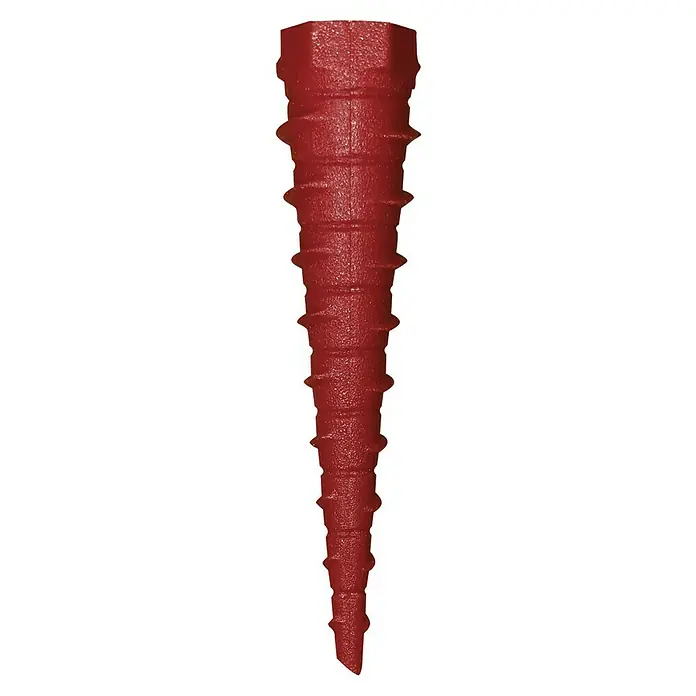 Suki Holzdübel Screw it again - 4 Stk., Passend für: Bohrlochdurchmesser 2 - 10 mm - Roter Erdanker mit spiralförmigem Design und sechseckigem Kopf zur sicheren Befestigung im Boden. Ideal für Camping und Garten.