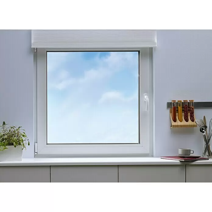 Tesa Klebehaken - Geeignet für: Glas, Belastbarkeit: 1 kg, 2 Stk., Transparent - Weißes Plissee-Fensterrollo in einer Küchenfensterinstallation, bietet Lichtregulierung und Sichtschutz.