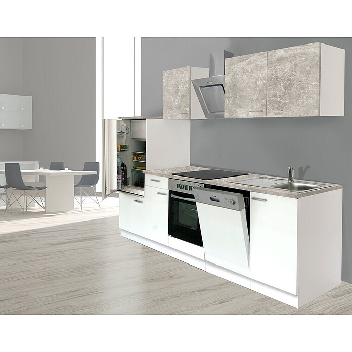 Respekta Composición de cocina (Ancho: 280 cm, Con dispositivos eléctricos, Blanco)