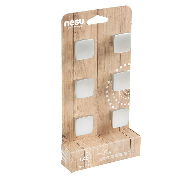 Nesu Tirador para muebles 2871 6 uds. (L x An x Al: 2,5 x 2,5 x 1,9 cm, Acero, Mate)