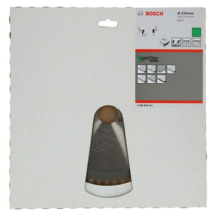 Bosch Kreissägeblatt (Durchmesser: 216 mm, Bohrung: 30 mm, Anzahl Zähne: 54 Zähne)