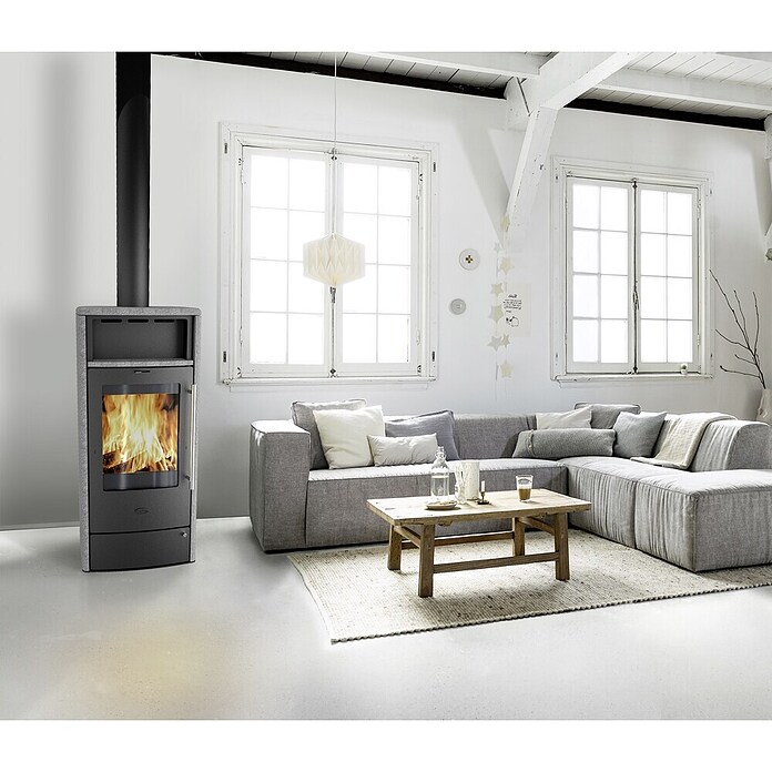 Fireplace Kaminofen Torino (6 kW, Raumheizvermögen: 105 m³, Schwarz/Grau)