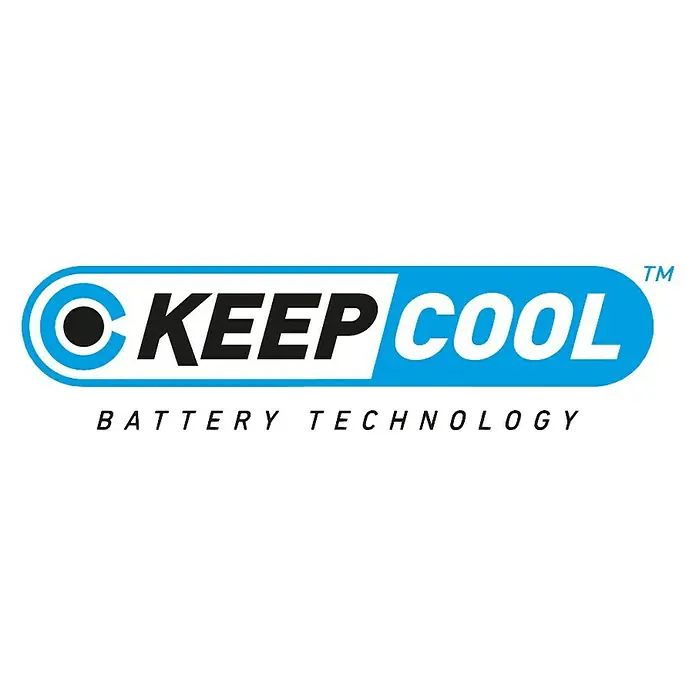 Skil PWRCore 20V Akku & Ladegerät 3111 AA - 20 V, 1 Akku, 4 Ah - Das "KEEP COOL"-Batterie-Technologie-Logo mit blauem Akzent präsentiert innovative und zuverlässige Batterielösungen.