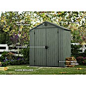 Keter Tuinhuis Darwin 64 (Buitenmaat incl. dakoverstek (b x d): 190 x 122 cm, Kunststof, Groen, 2,3 m²) | BAUHAUS