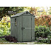 Keter Gerätehaus Darwin 4x6 (Außenmaß inkl. Dachüberstand (B x T): 125,8 x 184,5 cm, Kunststoff, Grün) | BAUHAUS